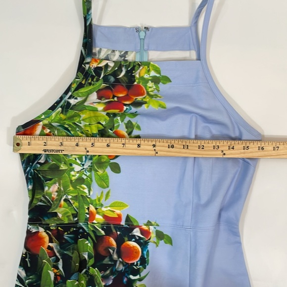 Maeve By Anthropologie Dress Size 4 Midi Blue With Oranges Print - Picture 6 of 13